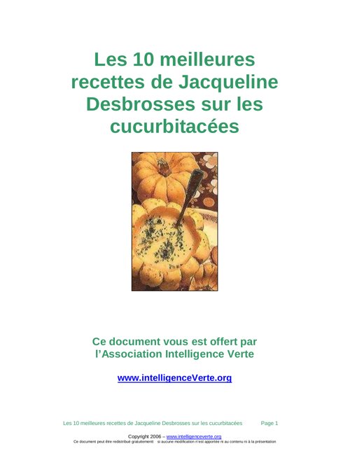 Les 10 meilleures recettes de Jacqueline Desbrosses sur les cucurbitacees 1
