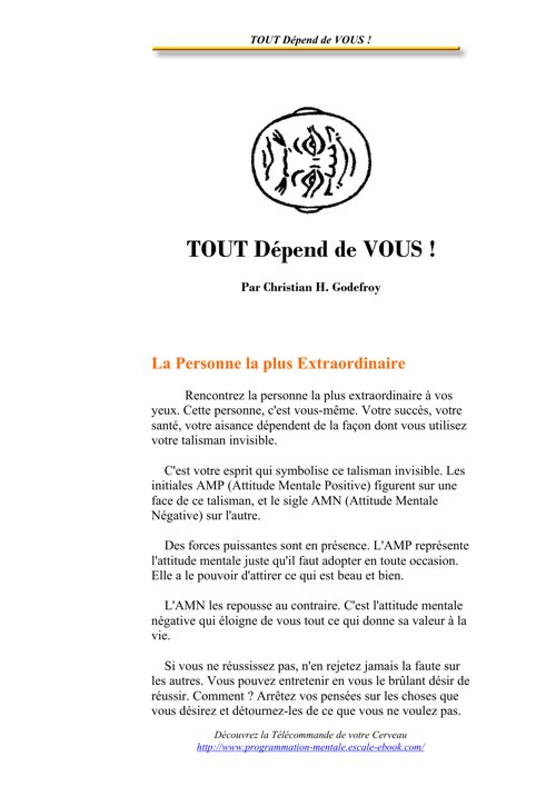 Tout depend de vous
