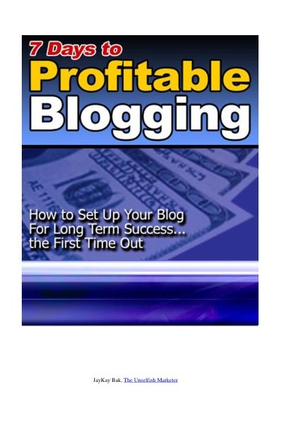 7 Days to Profitable Blogging
