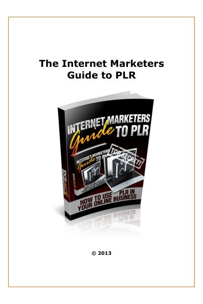 Internet Marketers Guide to PLR