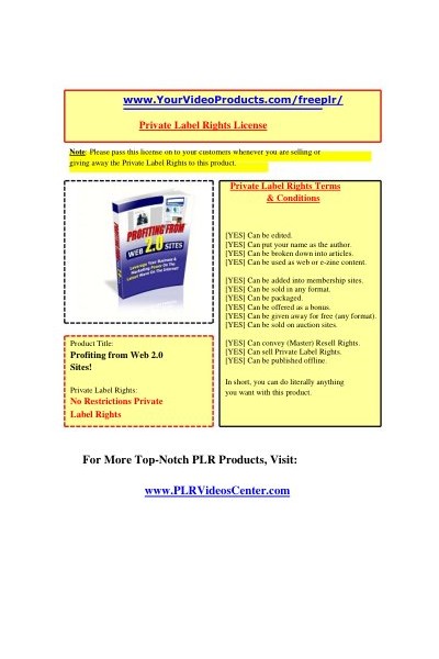 PLR License Profiting From Web 2 0 Sites