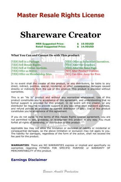 Master Resale Rights License Agreement