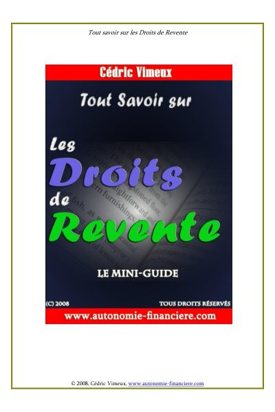 Tout Savoir sur les Droits de Revente C Vimeux