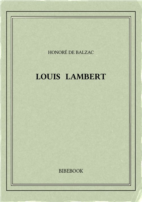 Balzac Honore De Louis Lambert