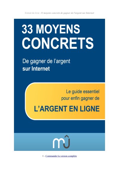 33 moyens concrets de gagner de l argent sur Internet